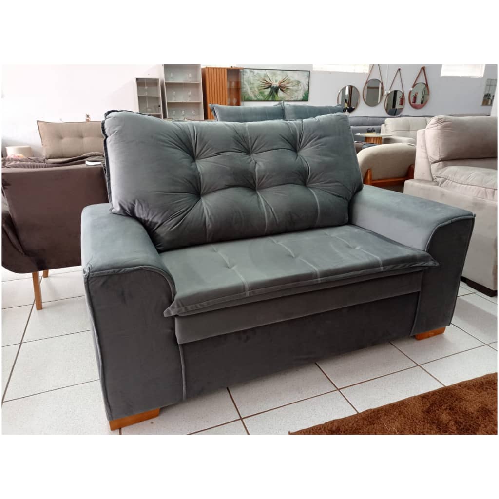 Sofá 2 Lugares Veludo Cinza - Sofá Havai