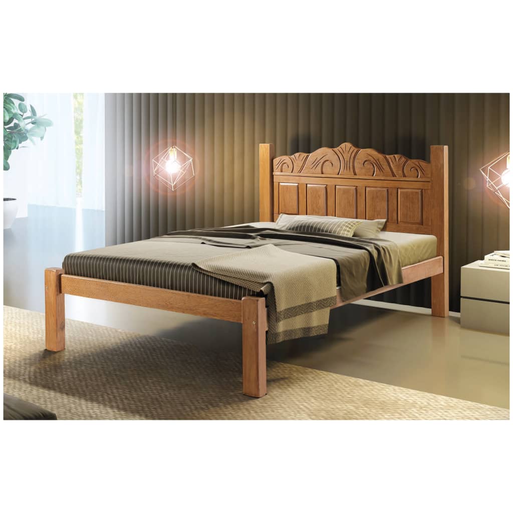 Cama Casal Madeira Sucupira - Braznelo Almofada Detalhada