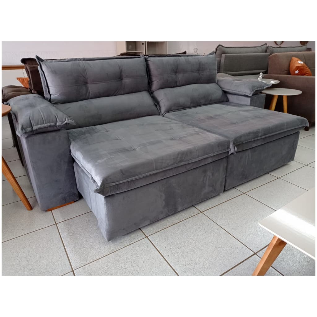 Sofá Retrátil Reclinável Parana Cinza